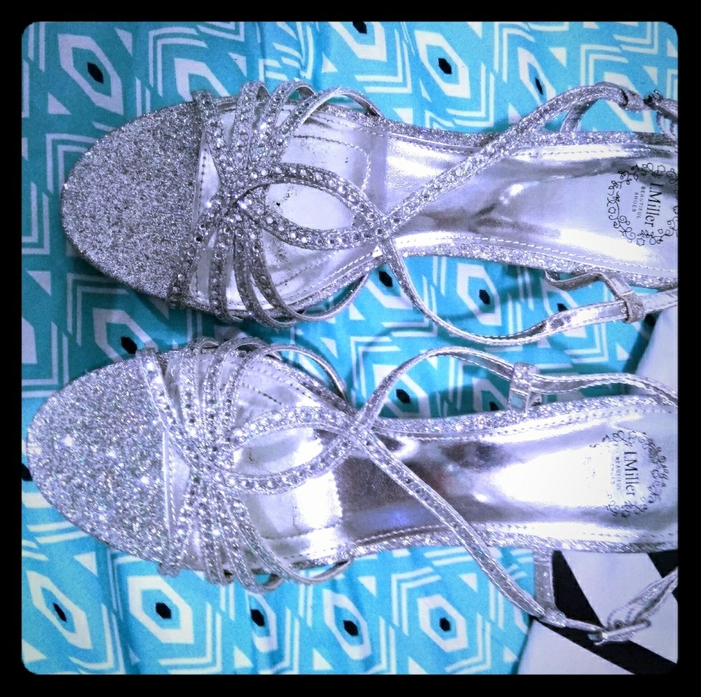 L. Miller Silver Glitter Heels